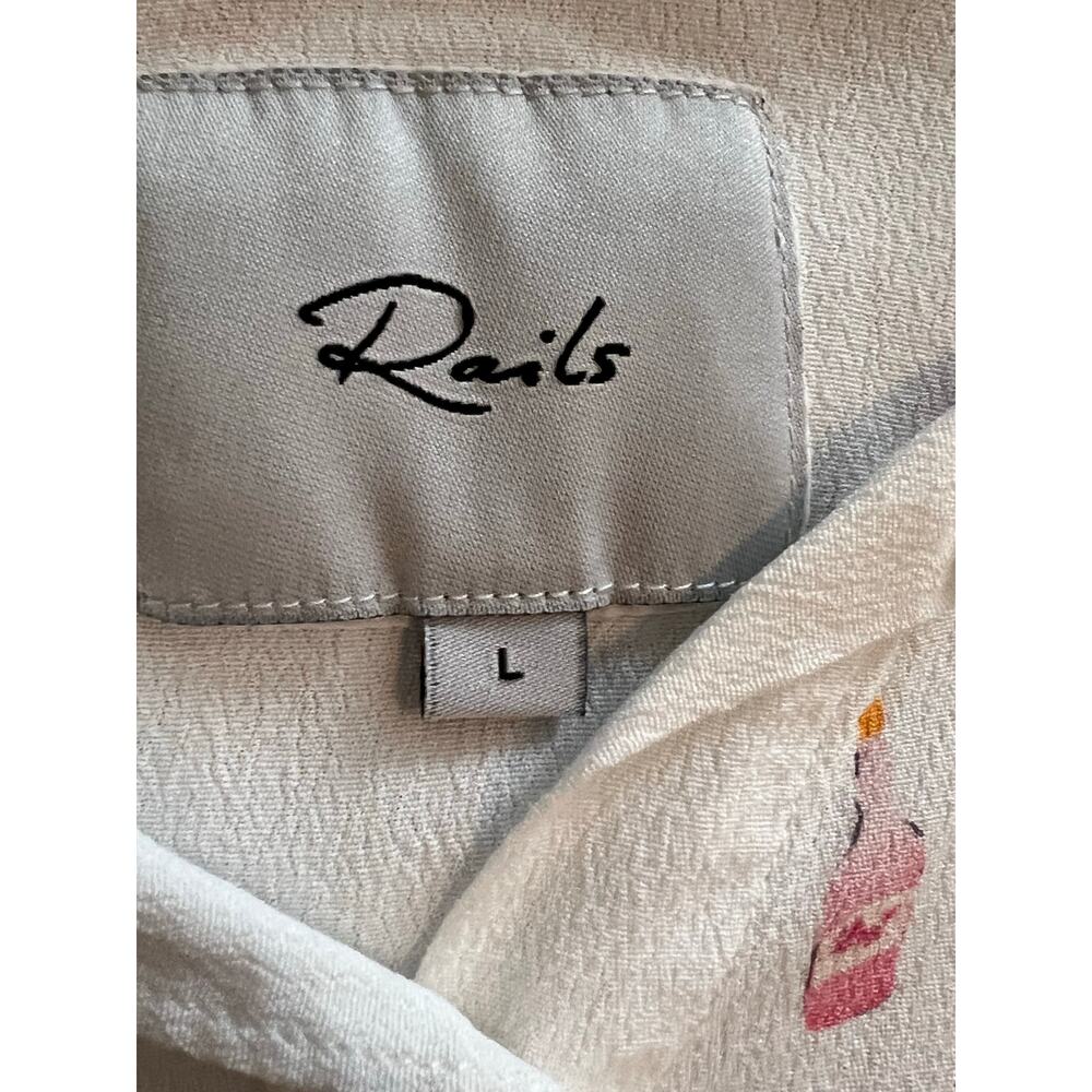 Rails Whitney Champagne Bottle Print Button Up Bl… - image 3